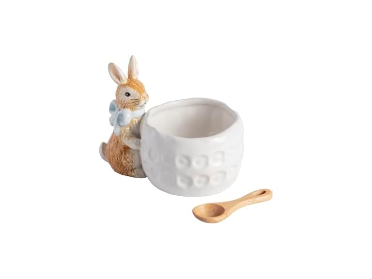 Mud Pie Easter Blue Bow Bunny Dish