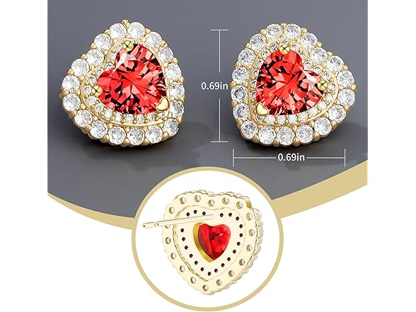 Joyssense Crystal Heart Earring Red