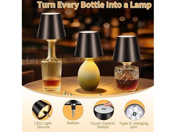 Black Wireless Bottle Lamp