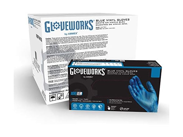 GLOVEWORKS Blue Vinyl Gloves, 1000ct, Large