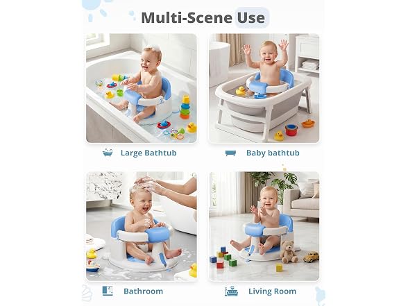 ONTHEWEI Blue Baby Bath Seat