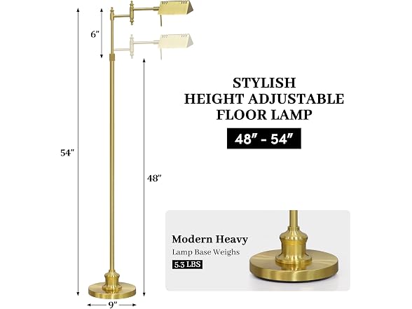 Bairth Light Gold Reading Floor Lamp