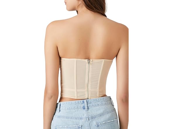 Forever 21 (M) Mesh Bustier Crop Winter Wheat Top