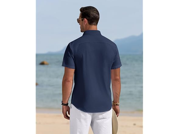 J.ver Men (L) Linen Shirt Short Sleeve Down Shirts