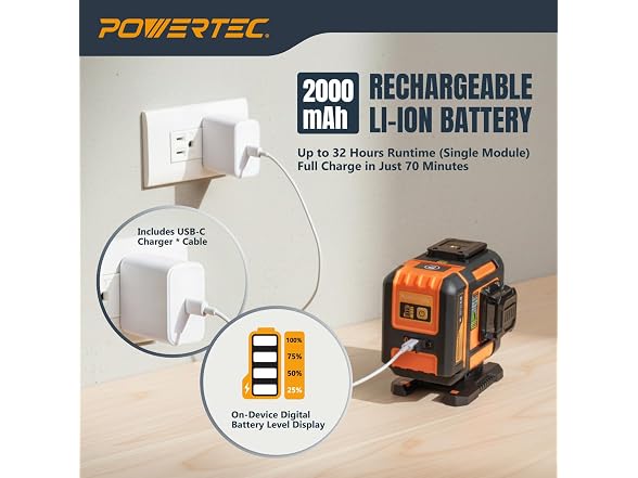 POWERTEC POWERTEC 3360 Green Laser Level