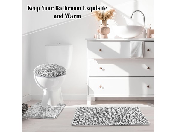 Tinideya 6 Pieces 2 Colors Bathroom Rug Set Black, Light