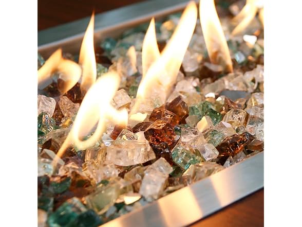 Grisun Fire Glass Mixed Color for Fire Pit, 1/2 Inch 10lbs