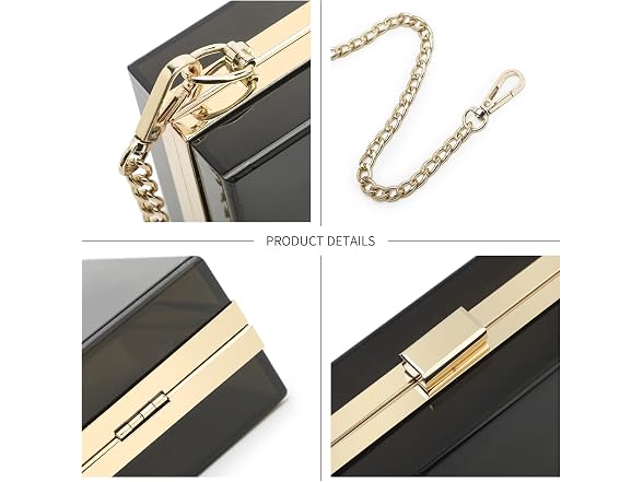 SharPlus Cute Acrylic Box Clutch Purse Beach Handbags for Women Shoulder Cross-Body Bag For School Party Prom Bridal (Black)