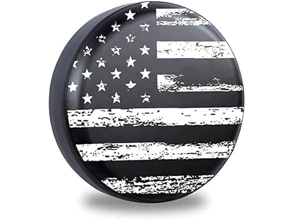 Retro Black White American Flag Tire Cover
