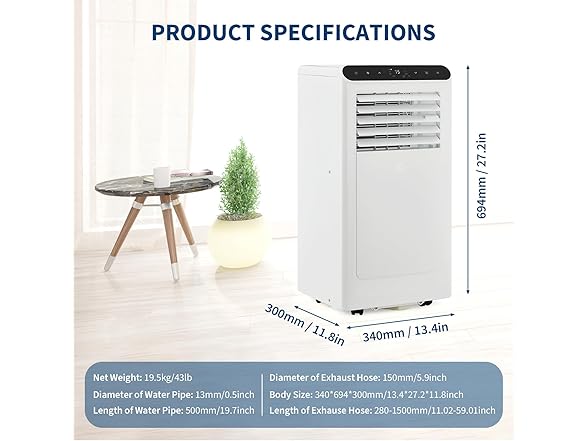 Vossfamul 10000BTU Portable Air Conditioners w/Rem
