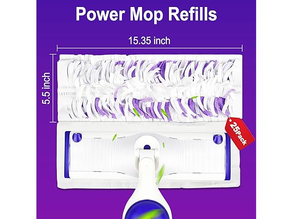 25 Pack Disposable Mopping Pads Refills