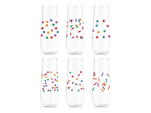 TOSSWARE 9oz Confetti Plastic Flute 6Pk