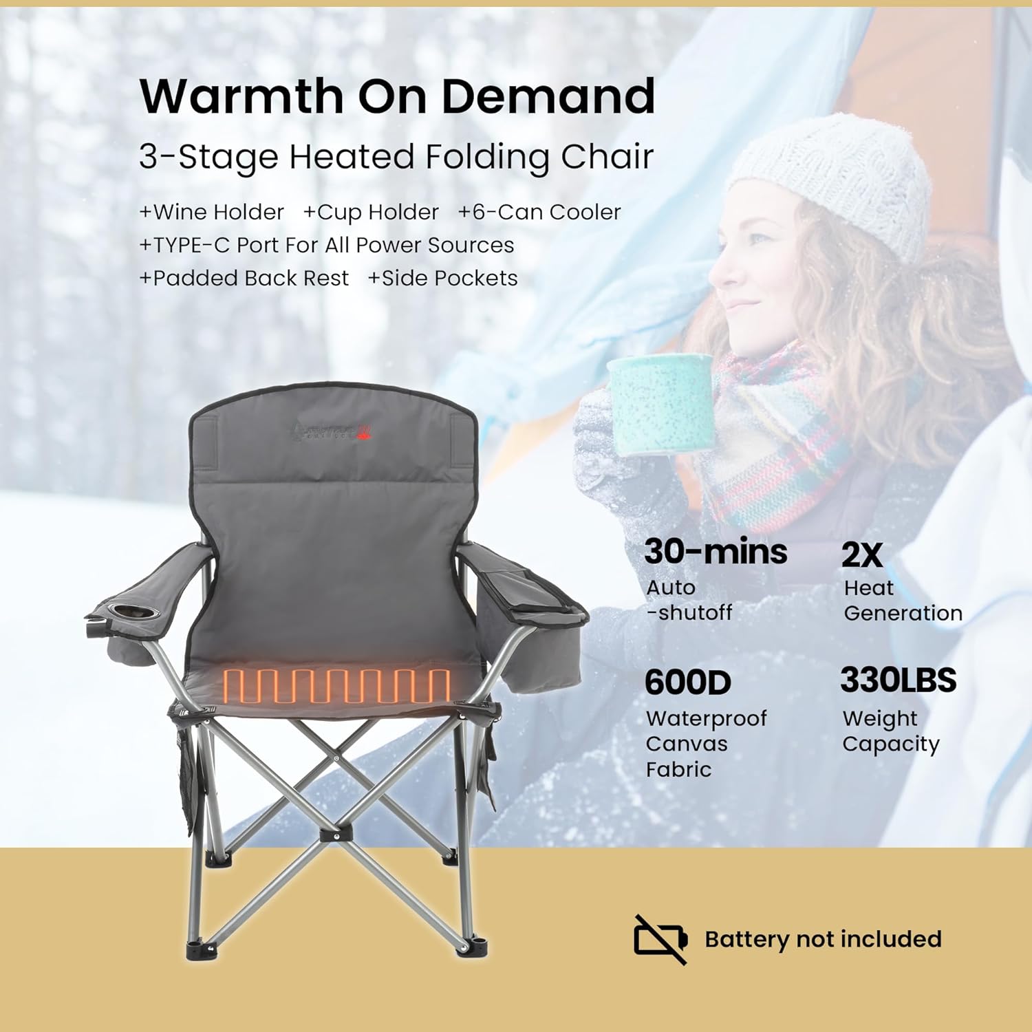 ARROWHEAD OUTDOOR Heated Camp Chair - Gallery 15
