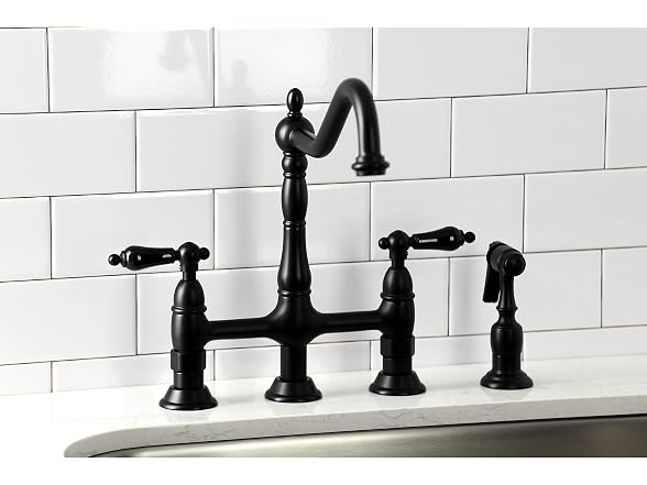 Kingston KS1270PKLBS Bridge Kitchen Faucet w Brass Sprayer