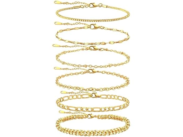 ZZM Story 6Pcs 18k Gold Plated Bracelet Set