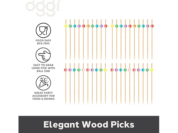 OGGI Wooden Cocktail Picks Sticks 50 pcs 