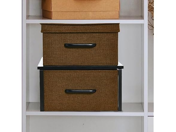 Household Essentials Stacking Storage Boxes with Laminate Top