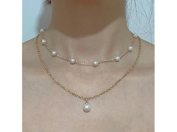 Matripop Gold Pearl Necklace 14K Gold Plated