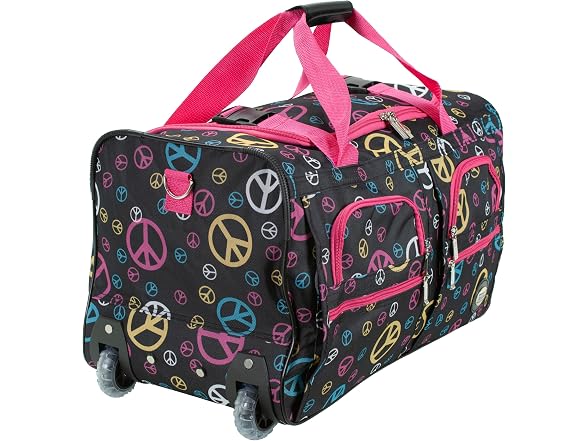 Rockland 22" Polyester Rolling Duffel Bag, Peace