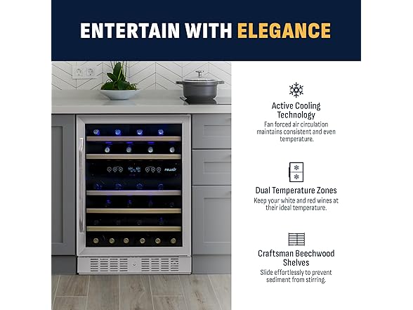 Newair Dual Zone Wine Fridge - 46 Bottles