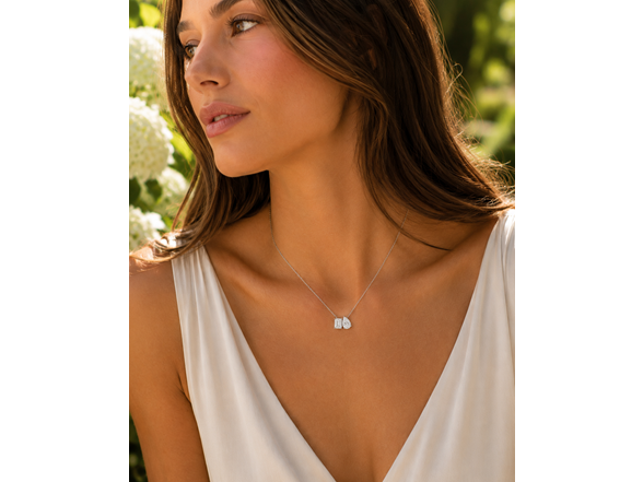 Toi et Moi Double Pendant CZ Necklace