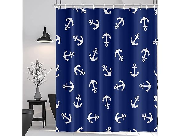 Vintage Nautical Style Shower Curtains Navy B