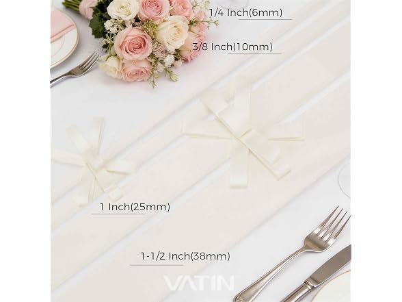 VATIN Ivory Satin Ribbon 1-1/2 Inch x 25