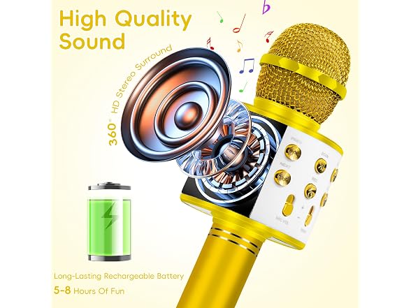 KIDWILL Karaoke Mic Gold