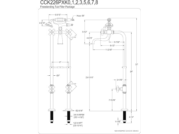 Kingston CCK226PXK6 Clawfoot Tub Faucet Package