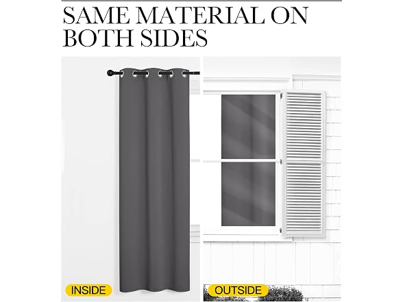 NICETOWN Grey Blackout Curtain 42"W x 63"L