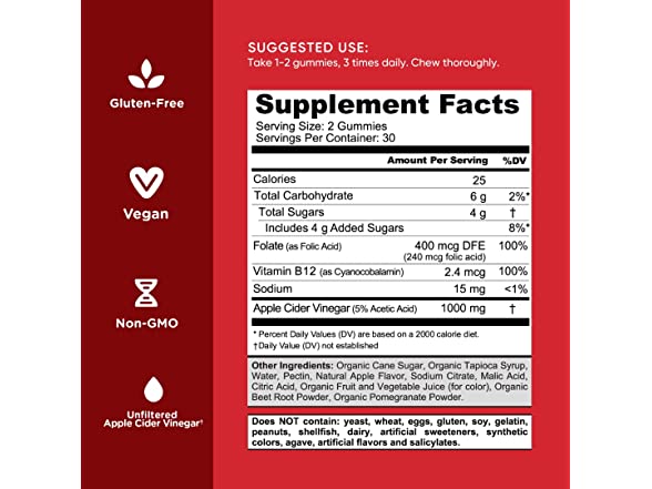 (2-PK) Goli Apple Cider Vinegar Gummy, 60-Count