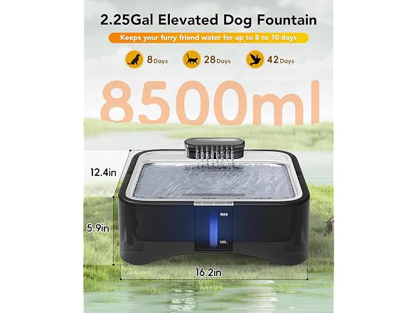 UPSKY 8.5L Elevated Dog Water Fountain