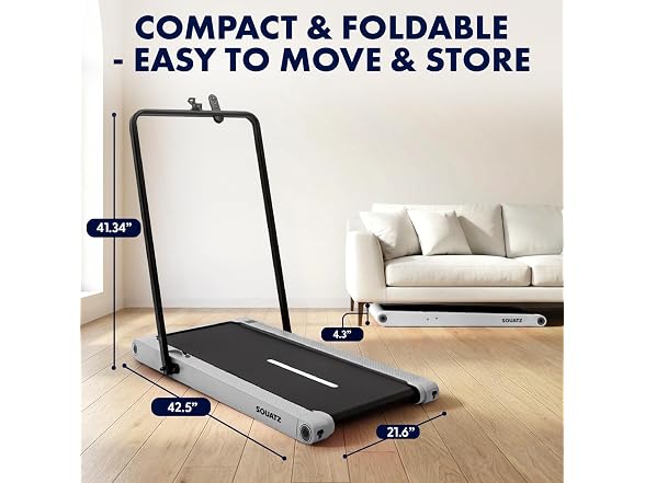 Squatz 2‑in‑1 Treadmill w/ Handlebar & Vibration Plates (Black Gray)