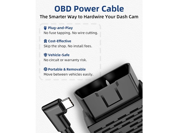 Dash Cam OBD Power Cable USB C