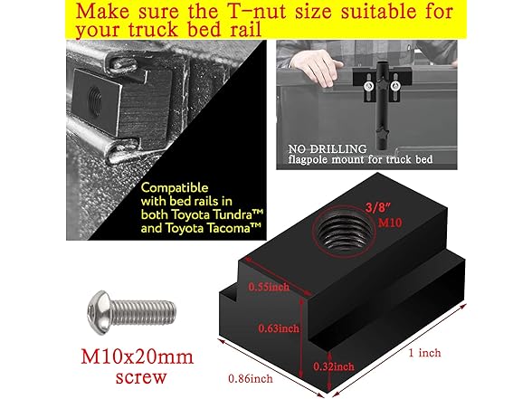 JUYEER Pickup Truck Flagpole Mount in Bed