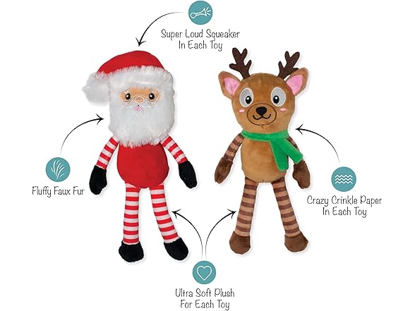Fringe Studio Pet Toy, Friend at Frost Sight Dog Toy 2 Pk