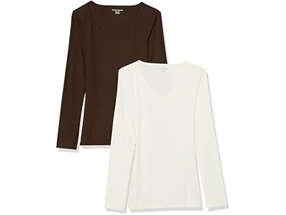 Amazon Essentials Women 2-Pack LS V-Neck