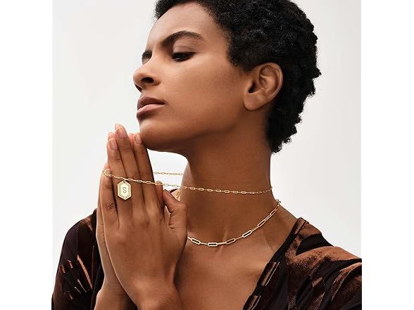 MEVECCO Dainty Gold Initial Necklace (K)