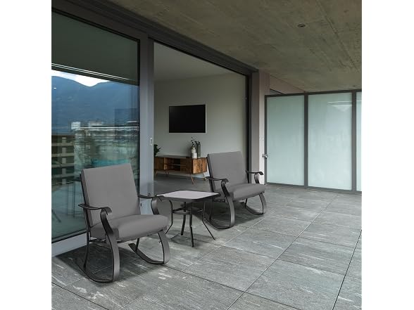 Four Seasons Courtyard Gramercy 3 Piece Rocking Chairs with Table