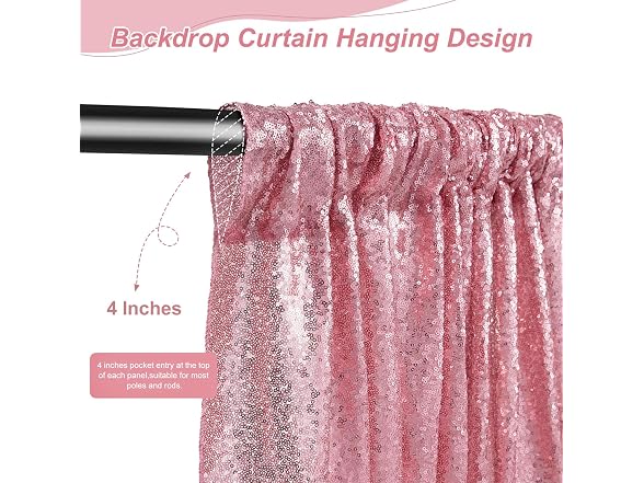 SoarDream Blush Pink Sequin Backdrop 6 Panels - Gallery 4