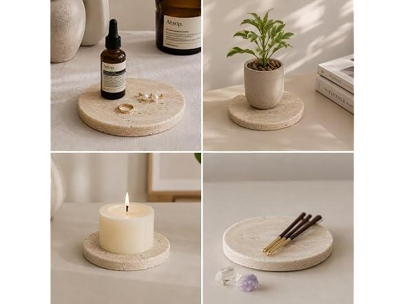 Apasqro Natural Travertine Coasters Set of 4