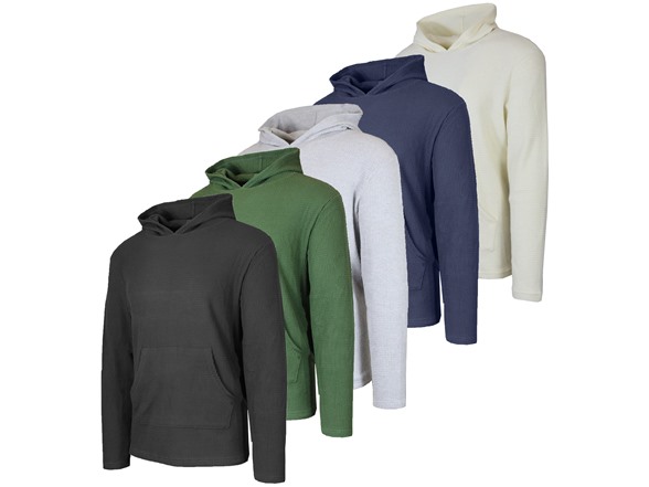 3Pk Asst Mens Waffle Knit Pull Hoodies