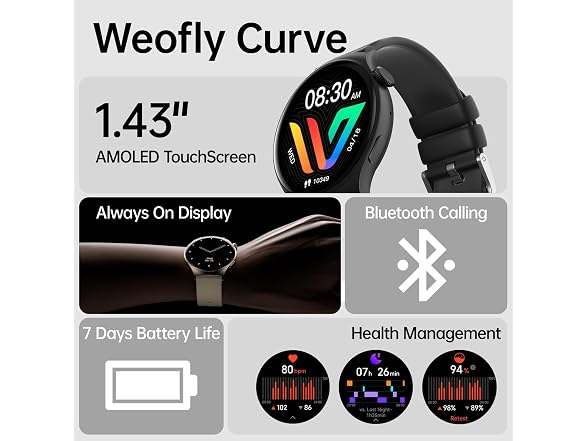 Weofly Weofly Curve Smart Watch for Women Men,