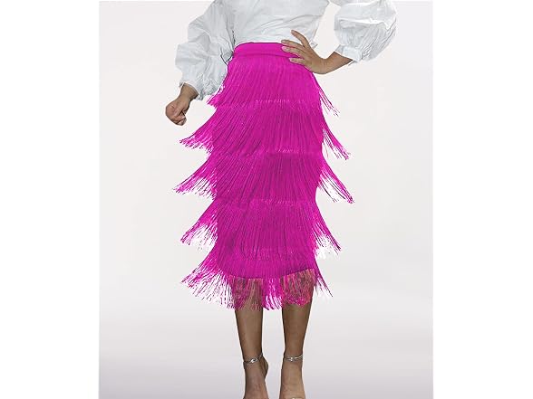 Sematomala Women (3XL) Fringe Midi Skirt Zip Skirt