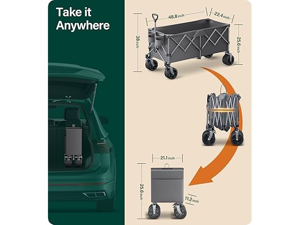 Everyfun 440Lbs Collapsible Wagon Cart