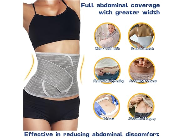 UMNUNV Postpartum Belly Band Wrap (XL Grey)