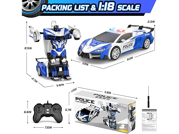 Blue Transforming Police Car