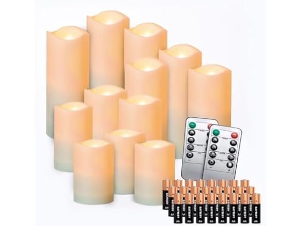 Set of 12 Flameless LED Candles with Remote Control