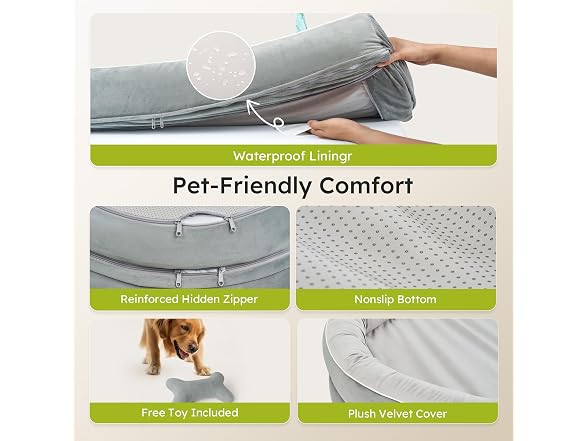 CWAWZ Light Grey XXL Orthopedic Dog Bed 53"