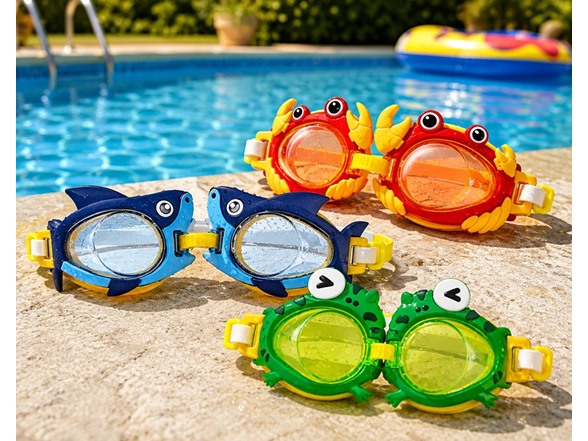 Kids Swim Goggles 3PK Crab Frog & Shark